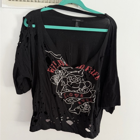 Forever 21 Black Distressed 2017 top - Picture 4 of 4